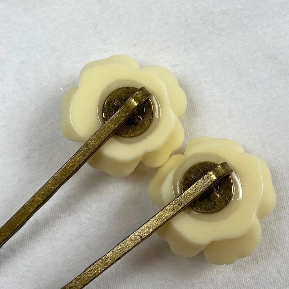 Set of 6 Yellow Rose Flower Hair Pin Wedding Hair Jewelry Flower Hair Bobby Pin